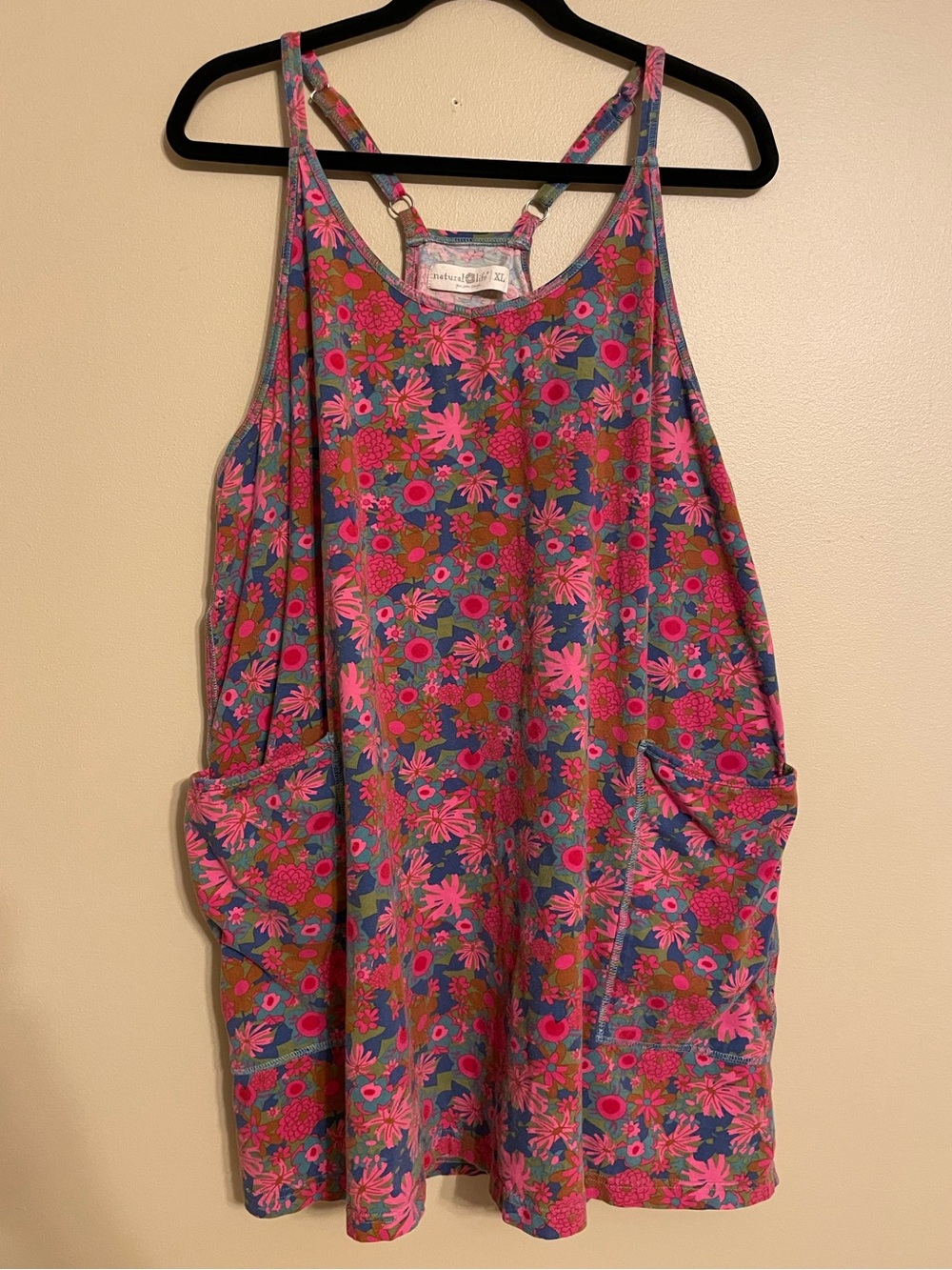 Natural Life Womens Lucy Mini Dress Rust Orchid Pink Floral Boho Size XL